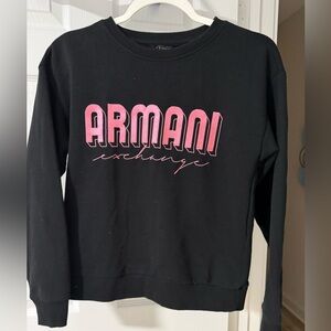 Armani Exchange Black Crewneck with Logo Detail